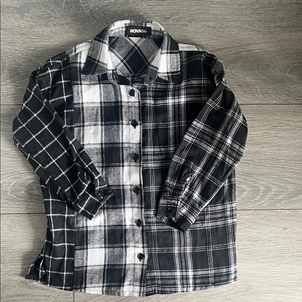 Kids Black and White Plaid Shirt